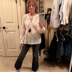 10/10$ White Peasant Blouse with Tassels